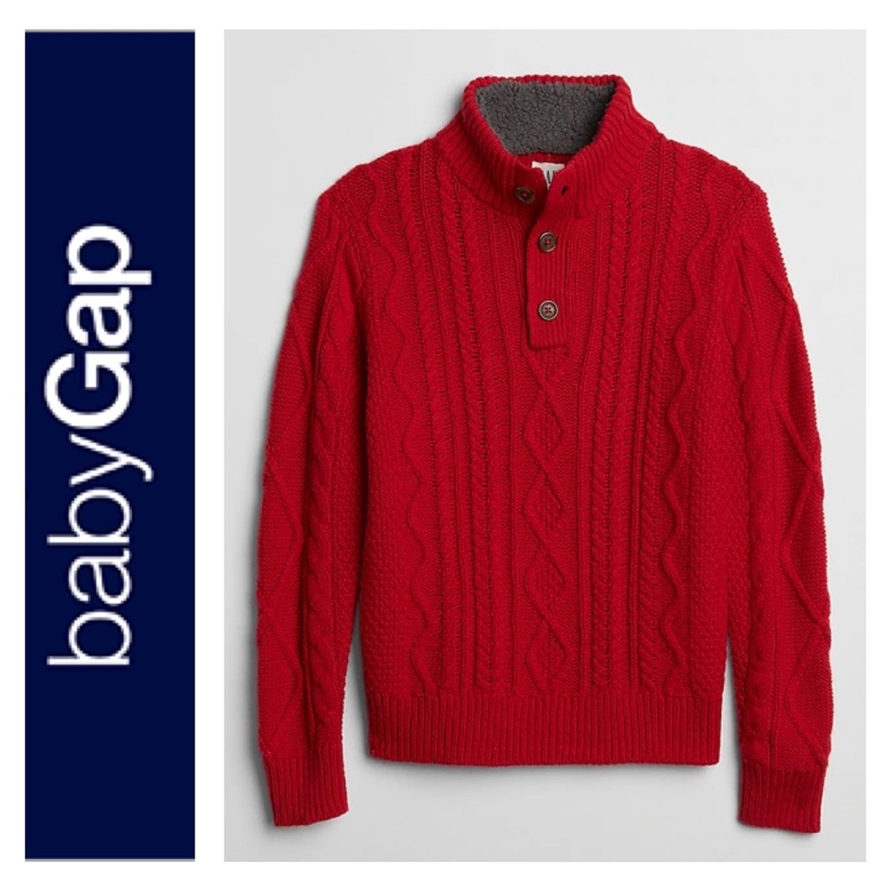 NWT - Boys Gap Cable-Knit Henley Sweater
